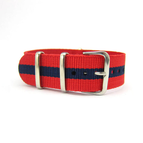 Military G10 NATO Strap, Red and Navy Blue (Steel) | Straps House