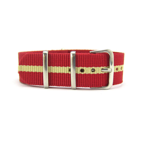 Military G10 NATO Strap, Red and Beige (Steel) | Straps House