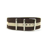 Military G10 NATO Strap, Brown and Beige Stripes (Steel) | Straps House