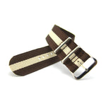 Military G10 NATO Strap, Brown and Beige Stripes (Steel) | Straps House