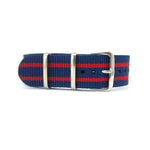 Military G10 NATO Strap, Blue & Red Stripes (Steel) | Straps House