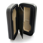 2 Watch Black Leatherette Travel Zipper Storage Case