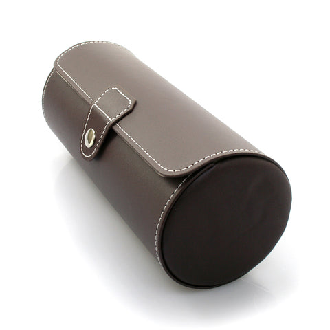 3 Watch Brown Leatherette Roll Travel Storage Case