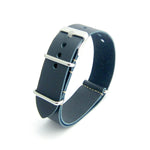 Oxford Blue Leather NATO Strap (Steel Buckle) | Straps House