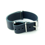 Oxford Blue Leather NATO Strap (Steel Buckle) | Straps House