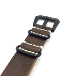 Vintage Brown Leather ZULU Strap (Black Buckle) | Straps House