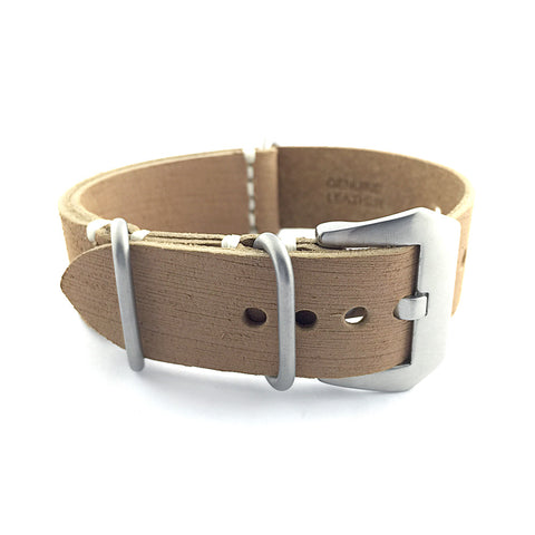 Pale Brown Leather ZULU Strap (Steel Buckle) | Straps House