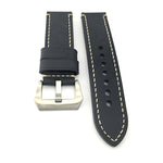 Smooth Black Leather Watch Strap (Steel Buckle) | PAM Style Strap | Straps House
