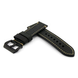 Smooth Black Leather Watch Strap (Black Buckle) | PAM Style Strap | Straps House