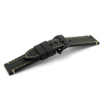 Smooth Black Leather Watch Strap (Black Buckle) | PAM Style Strap | Straps House