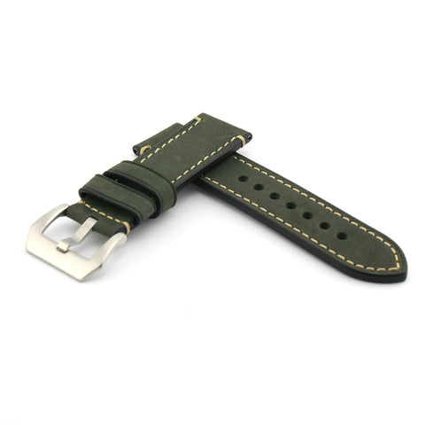 Dark Green Leather Watch Strap (Steel Buckle) | PAM Style Strap | Straps House
