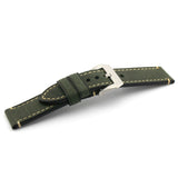 Dark Green Leather Watch Strap (Steel Buckle) | PAM Style Strap | Straps House