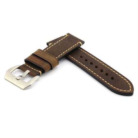 Vintage Brown Leather Watch Strap (Steel Buckle) | PAM Style Strap | Straps House