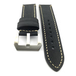 Black Textured Leather Watch Strap (Steel Buckle)