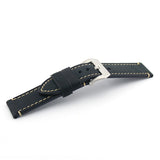 Black Textured Leather Watch Strap (Steel Buckle)