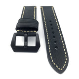 Black Textured Leather Watch Strap (Black Buckle) | Straps House